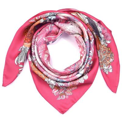 China 2022 Square Custom 90*90cm Women Scarf High Quality Fashion Digital Printing Square Silk Scarves for sale