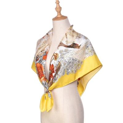 China Square As Video Show Custom Printing Silk Scarves Adjust Scarf 90x90 Pure Silk Silk Scarf For Women for sale