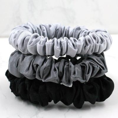 China Hair Accessories Black Pink White Gray Scrunchies 100% Mulberry Scrunchies 22 Momme Silk Hair Scrunchie Set Hair Ring Hair Rope for sale