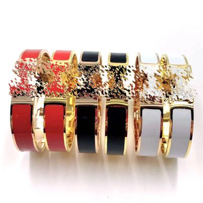 China 2021 TRENDY Wholesale Popular Fashion Design Jewelry Gold Plated Colorful H Letter Enamel Bangle Bracelet for sale