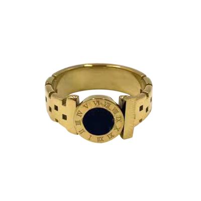 China Wholesale High End Casual / Sporty Gold Finished Stainless Steel Weeding Rings For Woman for sale