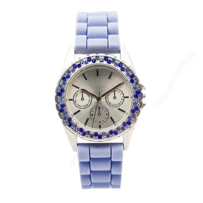 China 1ATMPC32 Customized Movement Silicone Wristband Watch With Blue Stone for sale