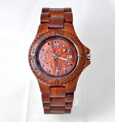 China Red bamboo Wooden Wrist Watch for women with strap buckle , Japan quartz movement for sale