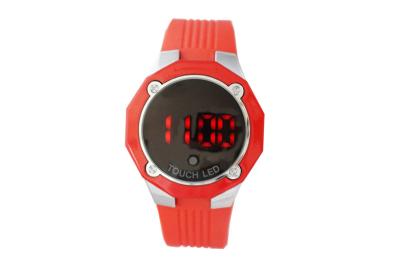 China Polygon Ladies Silicone LED Watch Red Rubber Bracelet Electronic Countdown Watch for sale