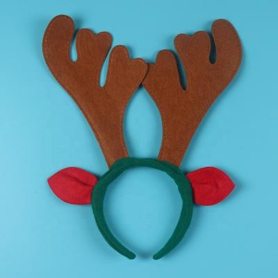 China Red Green Brown Children's Headband Full Cotton Christmas Reindeer Headband Merry Christmas Decoration Big Antler Ears On Christmas Party Home Decoration for sale