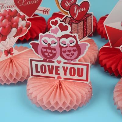 China Desktop Bear Ring Proposal Anniversary Decoration Happy Valentine's Day Party Honeycomb Ornament Decoration Love Envelope Decoration for sale