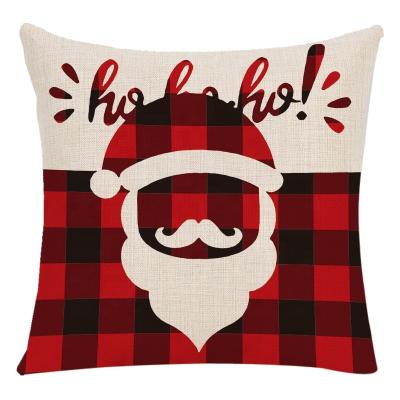 China Christmas New Year Party Decorations Christmas Rest Plaid Series Pillow Case Christmas Tree Car Elk Reindeer Antlers Old Man Pattern Office Red And Black Cushion for sale