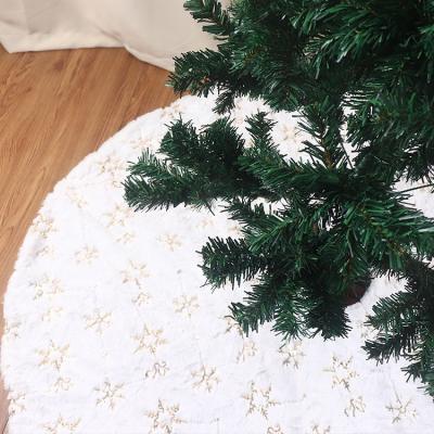 China White Merry Christmas Decoration Christmas Tree Decoration Apron Plush Snowflake Glitter Embroidery Pattern Holiday Dress For Christmas Season for sale