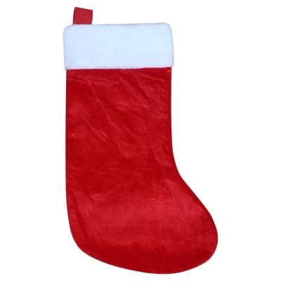 China Festival Stuff High Quality Sensitive Red Velvet Christmas Stocking Classic Christmas Gift Sock Decoration Home Christmas Time for sale