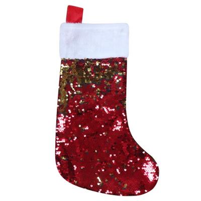 China Merry Christmas Decoration Bundles Small Christmas Stocking Home Decor Shiny Magic Flip Glitter Christmas Stockings For Xmas Season for sale