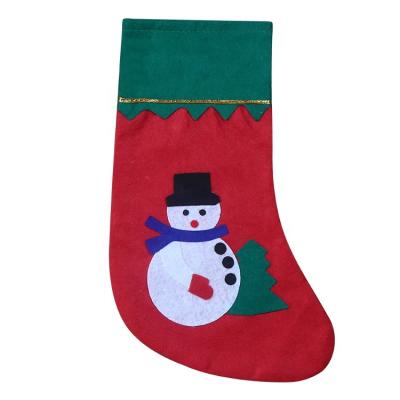 China Festival Stuff Order Christmas Stocking With Snowman Pattern Cheap Red Velvet Christmas Stocking For Christmas Dinner for sale