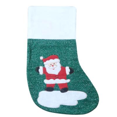 China Eco-Friendly Santa Claus Christmas Storing Dazzle Christmas Socks Candy Gift Bag Home Decoration Christmas Tree Hanging Item for sale