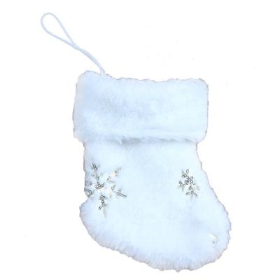 China Merry Christmas Decoration Christmas Ornaments Plush Sequin Embroidered Snowflake Christmas Stockings Embroidered Christmas Stocking Gift Bag for sale