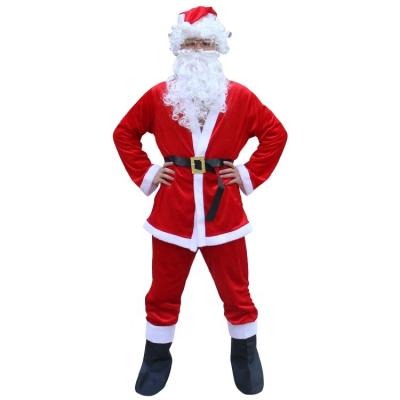 China Softly 2022 high quality christmas santa claus clothes beget christmas plush fabric for adult christmas time for sale