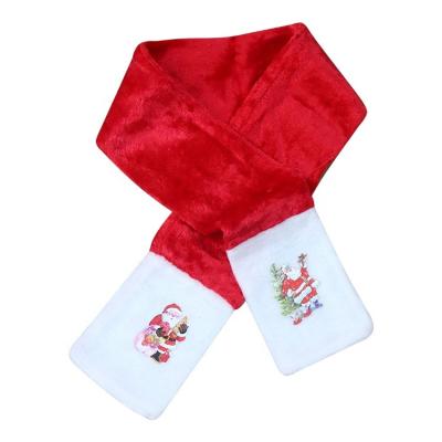 China Fashionable High Quality Santa Claus Christmas Scarf Plush Christmas Red Scarf With Santa Claus Christmas Pattern For Xmas Season for sale