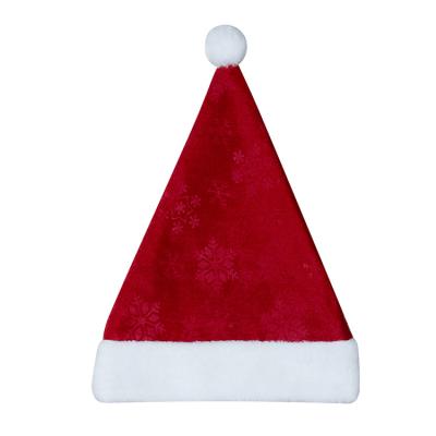 China Christmas Season Batch Printing Little Red Snowflake Christmas Hat Double Velvet Christmas Hat For Christmas Night for sale