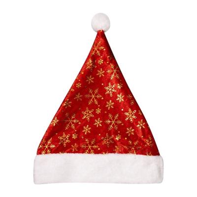 China Christmas Season Batch Copy Small Double Gold Christmas Hat Snowflake Red Velvet Christmas Hat For Christmas Night for sale