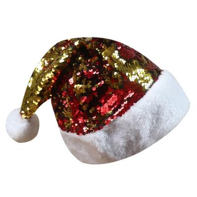 China Christmas Magic Hat Order Red and Gold Dazzling Sequin Flip Sequin Magic Hat for Adult on Christmas Party for sale