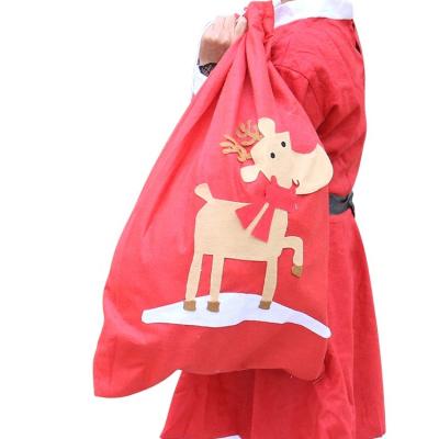 China Cheap christmassy cartoon deer factory ornament applique with cartoon deer non woven fabric christmas gift-bag during christmas time for sale