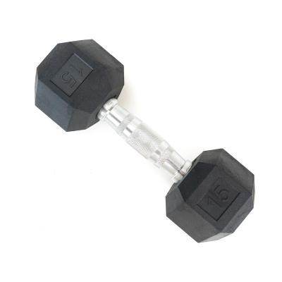 China Rubber Covered Dumbbell Custom Printed Eco Rubber Dumbbells Hex Dumbbell With Competitive Price for sale