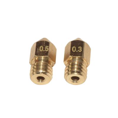 China Factory 3D Printer Nozzle 0.2mm 0.3mm 0.4mm 0.5mm Extruder Printhead For 1.75mm MK8 Makerbot Consumables for sale