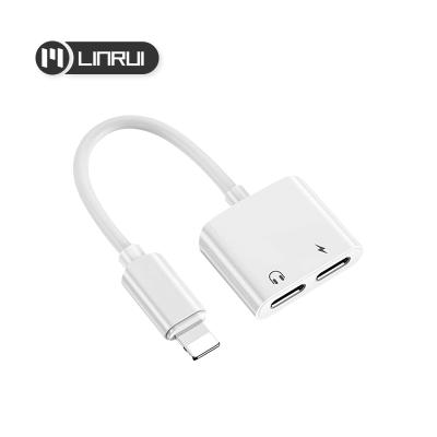 China Light Weight 2 in 1 Dual Lightning to 3.5mm Audio Jack and Charger Adapter for iPhone 7 Adaptador for sale