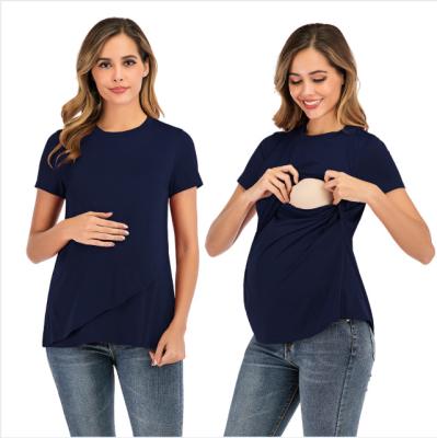 China Breathable Multi Color Pregnancy Top Maternity Nursing T-Shirts Short Sleeve Breastfeeding Shirt for sale