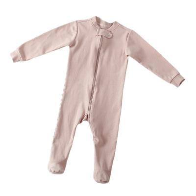 China Custom 100% Cotton Solid Color Long Sleeve Onesie Baby Autumn Romper for sale