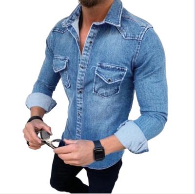 China Fashion Design Mens Breathable Button Jacket Man Jeans Denim Shirt Men for sale