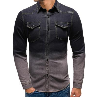 China Breathable Fashion Tops Designer Shirt Dress Denim Long Sleeve Casual Jeans Shirts For Men for sale