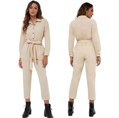 China Breathable Ankle Length Tie Up Rompers Cotton Rompers Long Sleeve Womens Womens Fall Jumpsuit for sale