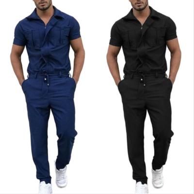 China Breathable Street Wear Mens Romper Jumosuits Solid Color Trash Romper One Piece Overalls For Men for sale