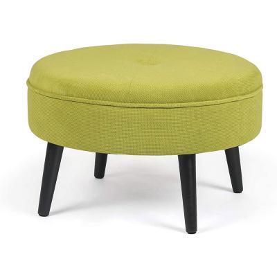 China Round Fabric Chair Bedroom Stools Fabric Footstools Stool Ottoman With Foot Stools Black Leg Upholstered Stools for sale