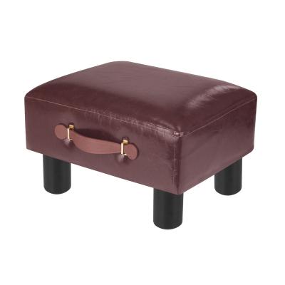 China Ottoman Brown Color Bedroom Single Seat Sofa Foot Rest Foot Stool With Wooden Legs Make Up Stool Stool for sale