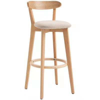 China Solid Wood Stool Front Desk Bar Chair Modern Simple High Back Bar Stool Chair for sale