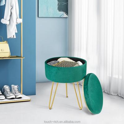 China 20201 Hot Sale High Quality Living Room Furniture Round Velvet Storage Stool Stool (Height) Adjustable for sale