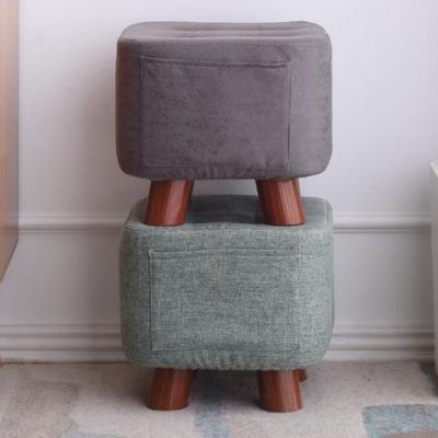 China New Ottoman Plush Solid Wood Sofa Shoes Changing Stool Made In China for sale