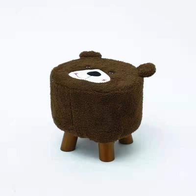 China 2022 Good Quality Plush Ottoman Cartoon Toy Stool Solid Wood Sofa Shoes Changing Stools Furniture for sale