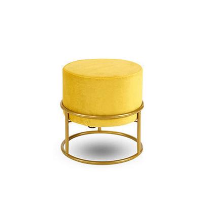 China Nordic Luxury Adjustable Height (Height) Living Room Flannel Chair Solid Color Round Stool Stool With Metal Circle Stool for sale