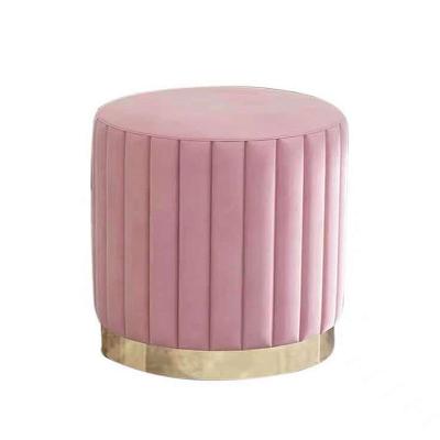 China High Quality Removable Cover Design Velvet Sofa Stool Dressing Step Stool Velvet Round Ottoman Stool Newest for sale