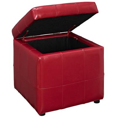 China Rich Living Room Or Bedroom Touch Ottoman PU Leather Stool Storage Foldable Red Leather Furniture Storage Stool for sale