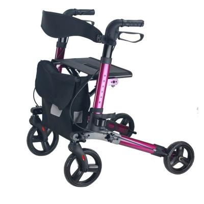 China Outdoor aluminum rollator folding walker with seat aids patient rollators walking walkers for sale