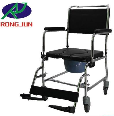 China Folding Commode Chair Toilet Chair With Wheels RJ-C695 for sale