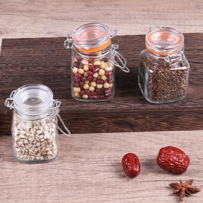 China Seal Spice Glass Jar Airtight Storage Containers With Silicone Gasket Glass Jar With Metal Clip for sale