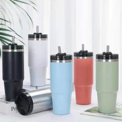 China 30oz 20oz BPA Free Portable Insulated Hot And Cold Water Bottles Viable With Straw Lid for sale