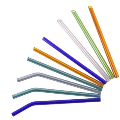 China Customized Hot Wholesale Colorful Logo Glass Straw Set Colorful Reusable Glass Drinking Straw for sale