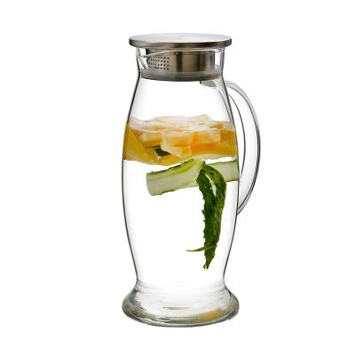 China Viable 1.5L Glass Jug Hot/Cold Water Jug Water Jug And Juice Container Bottle Glass Kettle With Lid for sale