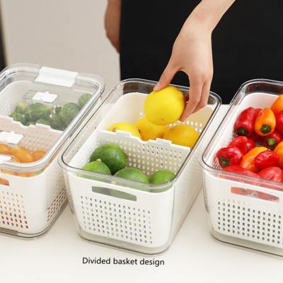 China Freshness Storage Fridge Organizer Container Set Keep Vegetables, Three Size Container Food Box Pantry Plastic Storage Organizer with Lid for sale