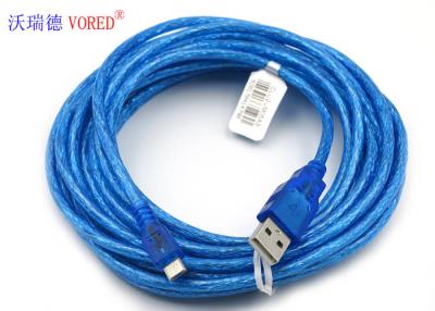 China Blue Transparent Micro USB Data Cable Micro 5 Pin USB 156g Net Weight for sale