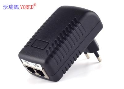 China 800MA Power Ethernet Adapter , EU Plug Black POE Injector Power Supply for sale